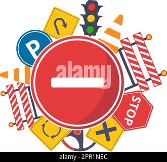 Driving School with Education Process of Car Training and Learning to Drive to Get Drivers License in Flat Cartoon Hand Drawn Templates Illustration Stock Vector