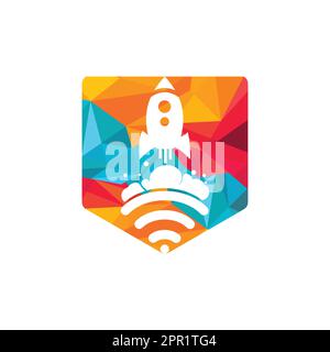 Wifi Rocket vector logo design. Wifi signal symbol and rocket design vector. Stock Vector