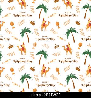 Happy Epiphany Day Seamless Pattern Design Christian Festival to Faith in Template Hand Drawn Cartoon Flat Illustration Stock Vector