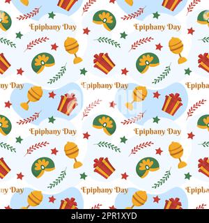 Happy Epiphany Day Seamless Pattern Design Christian Festival to Faith in Template Hand Drawn Cartoon Flat Illustration Stock Vector