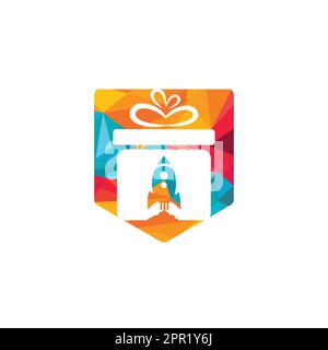 Gift Package with Rocket speed  vector logo design. Stock Vector