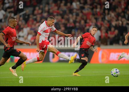 Curitiba, Brazil. 25th Apr, 2023. João Paulo during Athletico and CRB. Return match valid for the 3rd phase of the Copa do Brasil 2023. Joaquim Américo Guimarães Stadium in Curitiba, Paraná. Credit: Reinaldo Reginato/FotoArena/Alamy Live News Stock Photo