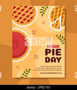 National Pie Day Poster Flat Cartoon Hand Drawn Templates Illustration Stock Vector