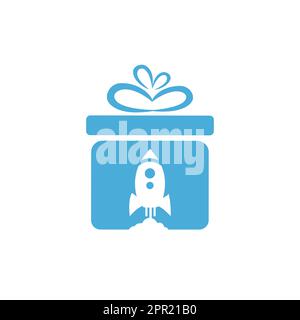Gift Package with Rocket speed  vector logo design. Stock Vector