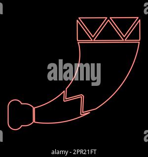 Neon horn viking red color vector illustration image flat style Stock Vector