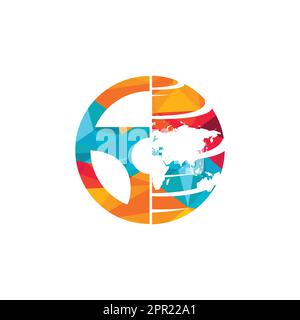 Drive world vector logo design. Steering wheel and world symbol or icon. Stock Vector