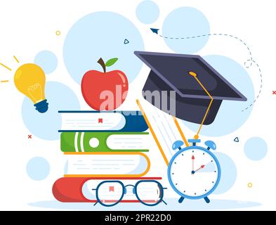 Education and knowledge Books for Learning Suitable for poster, Web and Mobile Services in Flat Style Cartoon Hand Drawn Templates Illustration Stock Vector