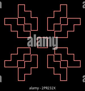 Neon scandinavian pattern red color vector illustration image flat style Stock Vector