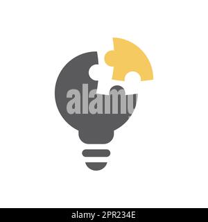 Light bulb and puzzle piece vector icon Stock Vector