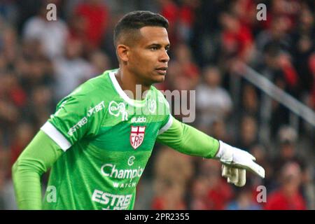 Curitiba, Brazil. 25th Apr, 2023. PR - CURITIBA - 25/04/2023 - COPA DO BRASIL 2023, ATHLETICO-PR X CRB - Diogo CRB player during a match against Athletico-PR at the Arena da Baixada stadium for the 2023 Copa do Brasil championship. Photo: Gabriel Machado/AGIF/Sipa USA Credit: Sipa USA/Alamy Live News Stock Photo