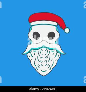 Skull Santa's hand drawn illustration Stock Vector