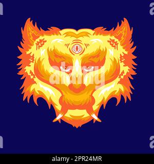 flaming wolf fire design good for t-shirt Stock Vector