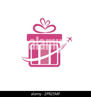 Travel gift vector logo design. Vector of gift and plane logo combination. Stock Vector