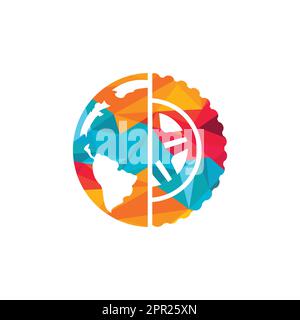 Tire world vector logo template. Vector wheel and planet logo combination. Stock Vector