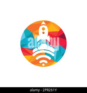 Wifi Rocket vector logo design. Wifi signal symbol and rocket design vector. Stock Vector