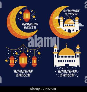 Collection of modern ramadan badges or label Stock Vector