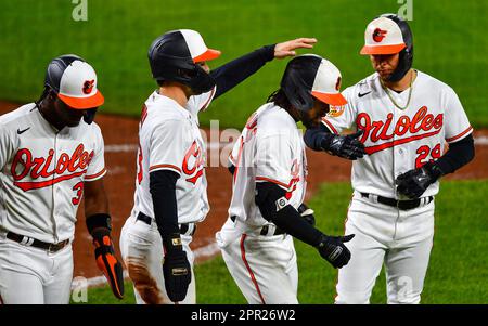 Baltimore Orioles' Cedric Mullins in action during a baseball game against  the Texas Rangers, Sunday, May 28, 2023, in Baltimore. (AP Photo/Nick Wass  Stock Photo - Alamy