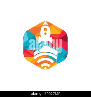 Wifi Rocket vector logo design. Wifi signal symbol and rocket design vector. Stock Vector