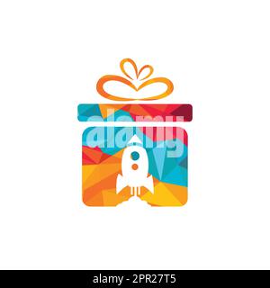 Gift Package with Rocket speed  vector logo design. Stock Vector