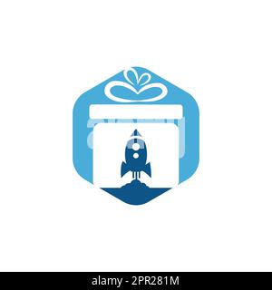 Gift Package with Rocket speed  vector logo design. Stock Vector