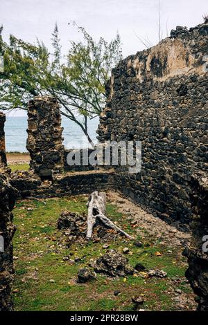 Military ruins at Pigeon Island National Park, St. Lucia, West Indies Stock Photo