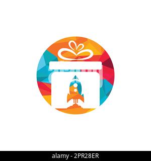 Gift Package with Rocket speed  vector logo design. Stock Vector