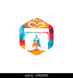 Gift Package with Rocket speed  vector logo design. Stock Vector