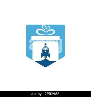 Gift Package with Rocket speed  vector logo design. Stock Vector