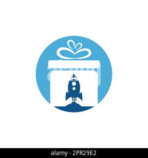 Gift Package with Rocket speed  vector logo design. Stock Vector