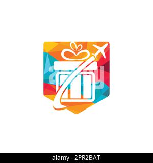 Travel gift vector logo design. Vector of gift and plane logo combination. Stock Vector