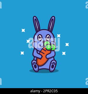 vector illustration of cute bunny like carrots Stock Vector