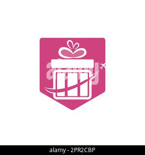 Travel gift vector logo design. Vector of gift and plane logo combination. Stock Vector
