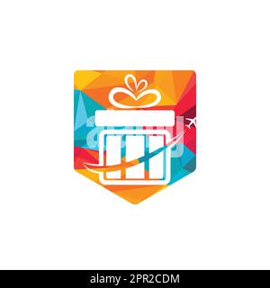 Travel gift vector logo design. Vector of gift and plane logo combination. Stock Vector