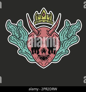 hand drawn demon king crying Stock Vector