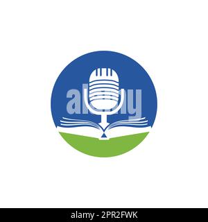 Podcast book vector logo design. Education podcast logo concept. Stock Vector