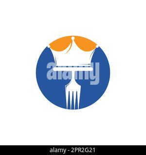 King Food vector logo design. Fork with crown for Restaurant logo template design. Stock Vector