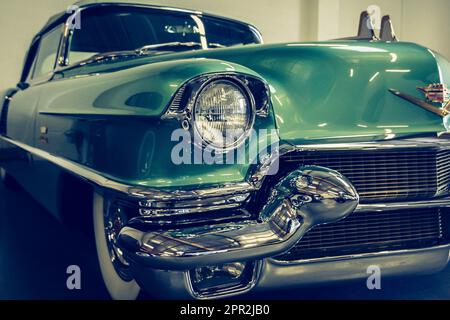 California resident Paul Cox's award-winning, restored 1956 Cadillac Eldorado Biarritz. Only 2,150 of the convertible model were sold that year. Stock Photo