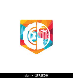 Tire world vector logo template. Vector wheel and planet logo combination. Stock Vector