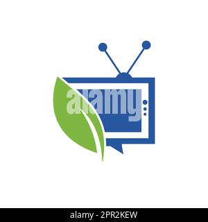 Nature TV vector logo template. Agricultural broadcast TV logo. Stock Vector