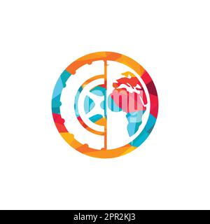 Tire world vector logo template. Vector wheel and planet logo combination. Stock Vector