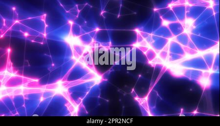 Abstract purple plexus lines triangles energy magical background. Stock Photo