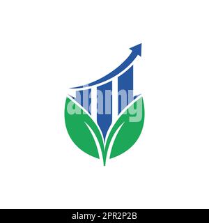 Leaf stats vector logo design. Green chart logo template design vector ...