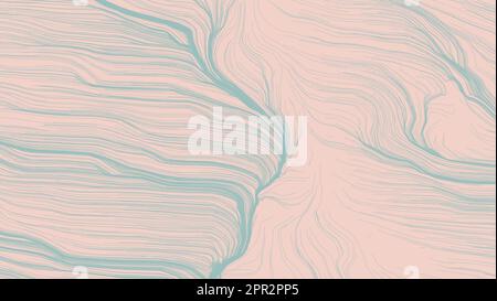 Soft pastel abstract pattern with flowing teal lines on peach background, ideal for modern decorative design. Stock Photo