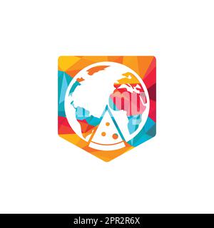 Pizza Planet vector logo design. Unique pizzeria logotype design template. Stock Vector