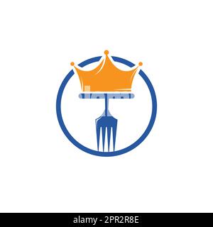 King Food vector logo design. Fork with crown for Restaurant logo template design. Stock Vector