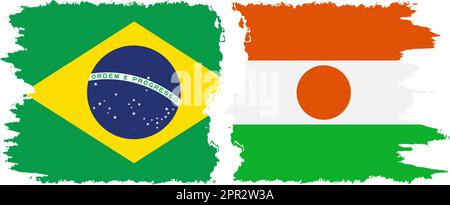Niger and Brazil grunge flags connection, vector Stock Vector