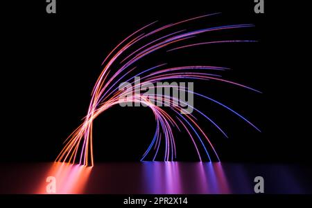 Photo of mysterious streaks of light captured through a long exposure in the darkness 3d render illustration Stock Photo