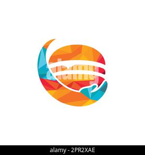Burger care vector logo design. Vector burger and hand logo combination. Stock Vector