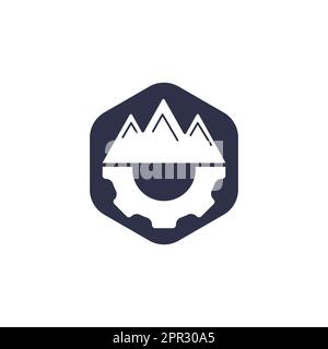 Mountain Gear vector logo design. Nature and mechanic symbol or icon. Stock Vector