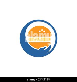 Burger care vector logo design. Vector burger and hand logo combination. Stock Vector